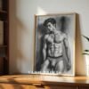 V118c_m7 Minimalist Male Figure Wall Art Nude Body Line Drawing Printable