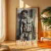 V118c_m9 Minimalist Male Figure Wall Art Nude Body Line Drawing Printable