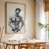 Nude Masculine Figure Wall Art Handsome Male Sketch Modern Decor