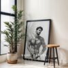Nude Masculine Figure Wall Art Handsome Male Sketch Modern Decor