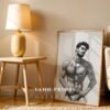 Nude Masculine Figure Wall Art Handsome Male Sketch Modern Decor