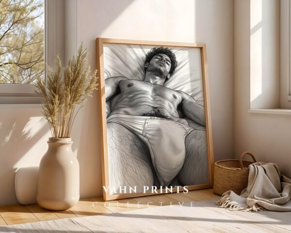 Male Nude Line Art Poster Muscular Body Minimalist Wall Art Download