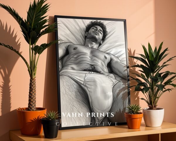 Male Nude Line Art Poster Muscular Body Minimalist Wall Art Download