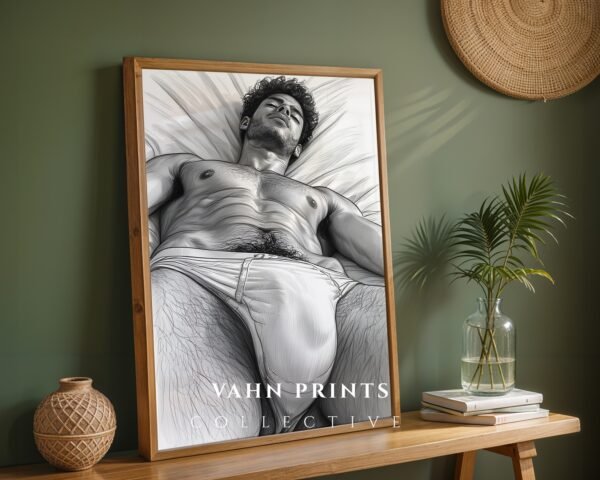 Male Nude Line Art Poster Muscular Body Minimalist Wall Art Download
