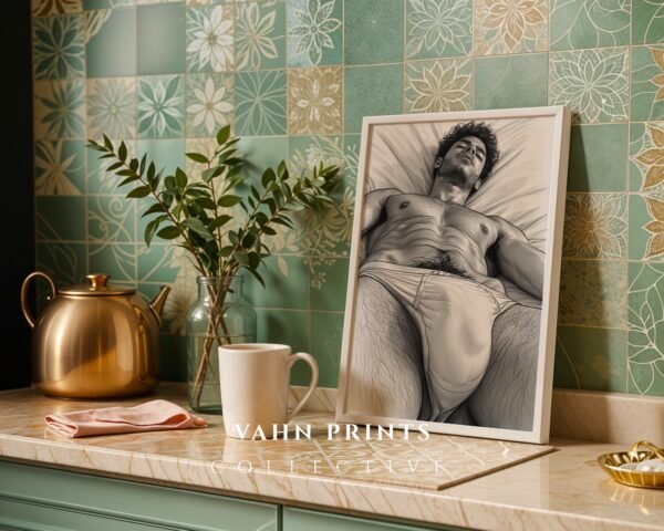 Male Nude Line Art Poster Muscular Body Minimalist Wall Art Download