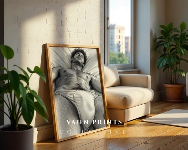 Male Nude Line Art Poster Muscular Body Minimalist Wall Art Download