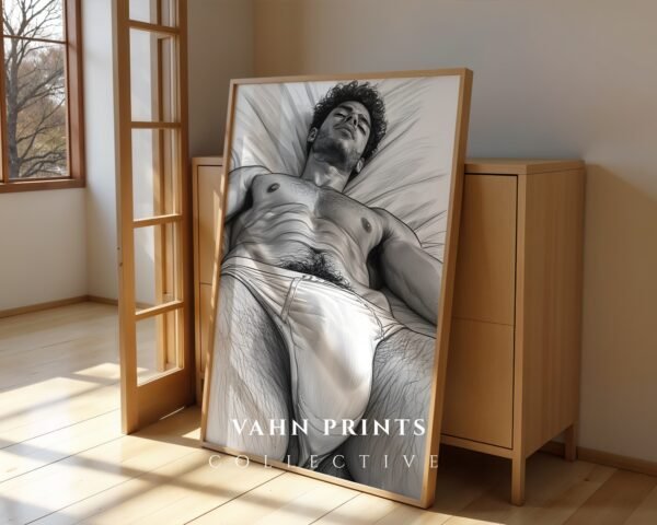 Male Nude Line Art Poster Muscular Body Minimalist Wall Art Download