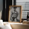 Contemporary Male Body Sketch Wall Art Nude Figure Printable