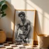 Minimal Male Nude Wall Art Elegant Masculine Line Drawing Print