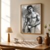 Handsome Male Figure Line Art Nude Body Modern Wall Decor