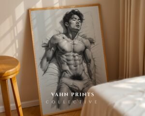 Abstract Male Nude Wall Art Minimalist Figure Sketch Printable