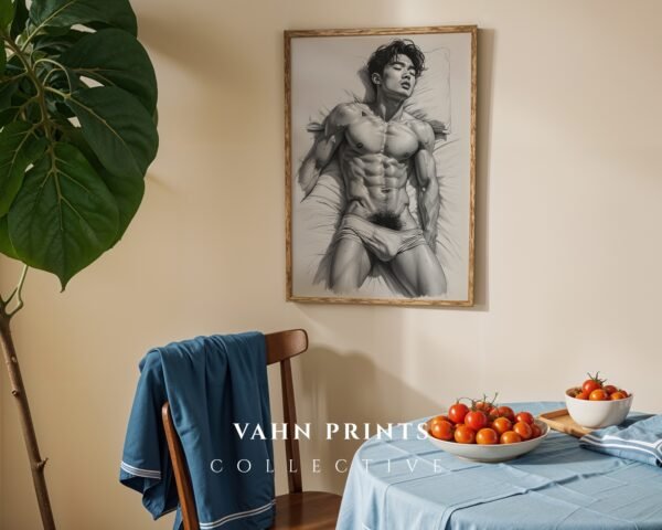 Abstract Male Nude Wall Art Minimalist Figure Sketch Printable