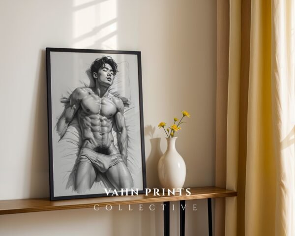 Abstract Male Nude Wall Art Minimalist Figure Sketch Printable