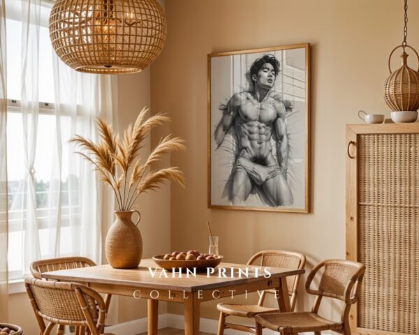 Abstract Male Nude Wall Art Minimalist Figure Sketch Printable