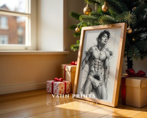 Abstract Male Nude Wall Art Minimalist Figure Sketch Printable