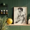V124c_m10 Male Nude Torso Line Art Print Muscular Figure Modern Decor
