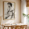 V124c_m6 Male Nude Torso Line Art Print Muscular Figure Modern Decor