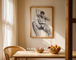 Male Nude Silhouette Line Art Wall Art Contemporary Printable