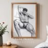 Male Nude Silhouette Line Art Wall Art Contemporary Printable