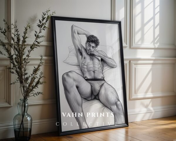 Male Nude Silhouette Line Art Wall Art Contemporary Printable