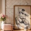 Male Nude Silhouette Line Art Wall Art Contemporary Printable