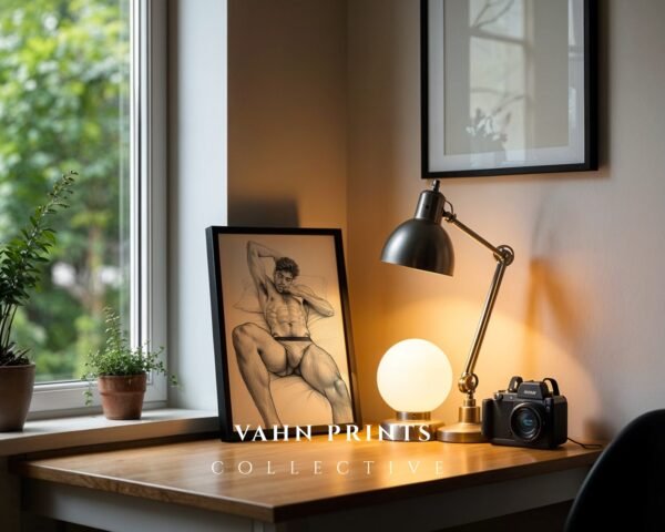 Male Nude Silhouette Line Art Wall Art Contemporary Printable