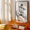 Male Nude Silhouette Line Art Wall Art Contemporary Printable