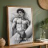 V128c_m3 Clean Minimal Male Nude Figure Sketch Wall Art Download