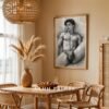 V128c_m4 Clean Minimal Male Nude Figure Sketch Wall Art Download