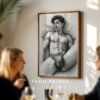 V128c_m7 Clean Minimal Male Nude Figure Sketch Wall Art Download