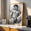 V128c_m9 Clean Minimal Male Nude Figure Sketch Wall Art Download