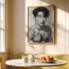 Male Body Line Drawing Wall Art Nude Muscular Figure Print