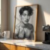 Male Body Line Drawing Wall Art Nude Muscular Figure Print