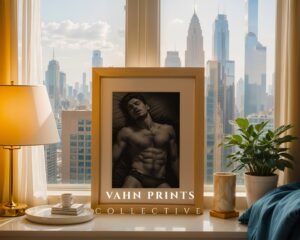 Modern Nude Male Figure Wall Art Simple Line Sketch Decor