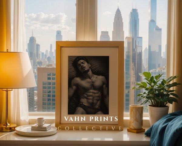 Modern Nude Male Figure Wall Art Simple Line Sketch Decor