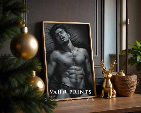 Modern Nude Male Figure Wall Art Simple Line Sketch Decor