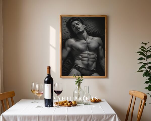 Modern Nude Male Figure Wall Art Simple Line Sketch Decor