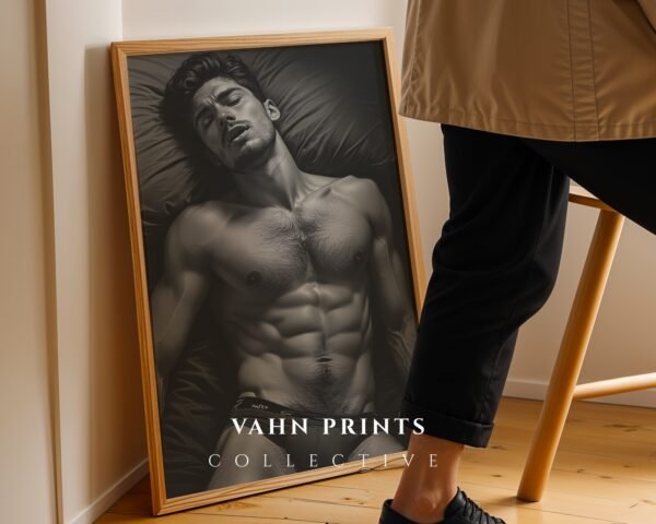 Modern Nude Male Figure Wall Art Simple Line Sketch Decor