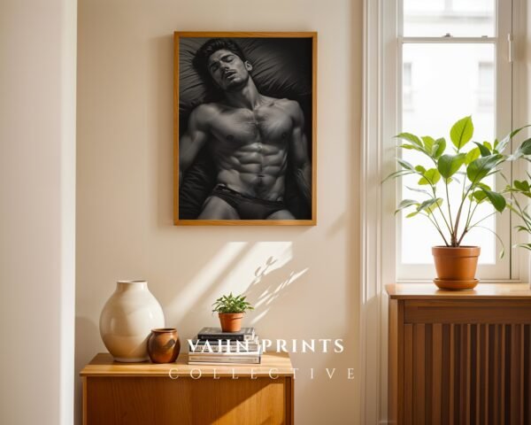 Modern Nude Male Figure Wall Art Simple Line Sketch Decor