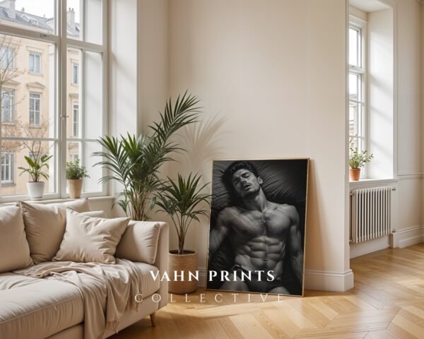Modern Nude Male Figure Wall Art Simple Line Sketch Decor