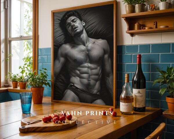 Modern Nude Male Figure Wall Art Simple Line Sketch Decor