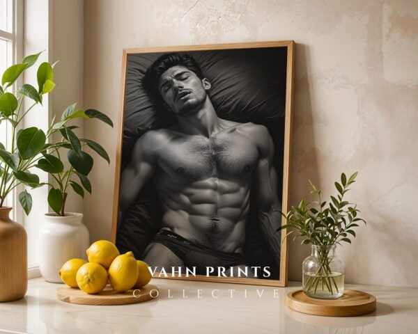 Modern Nude Male Figure Wall Art Simple Line Sketch Decor
