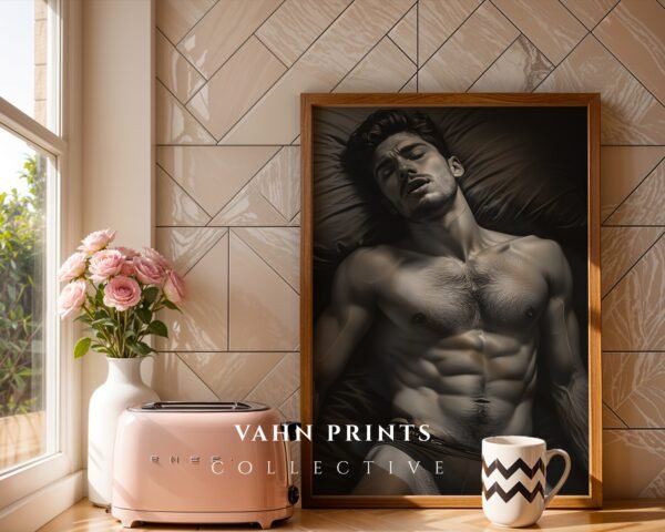 Modern Nude Male Figure Wall Art Simple Line Sketch Decor