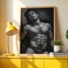 Modern Nude Male Figure Wall Art Simple Line Sketch Decor