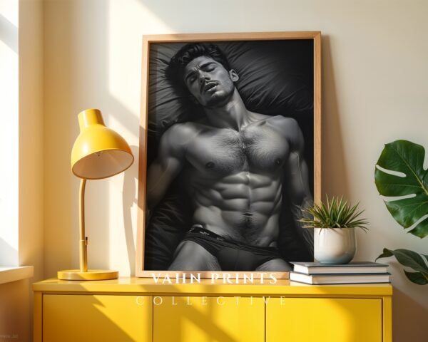 Modern Nude Male Figure Wall Art Simple Line Sketch Decor
