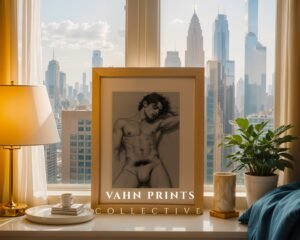 Masculine Nude Body Art Print Minimalist Male Figure Drawing