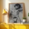 Masculine Nude Body Art Print Minimalist Male Figure Drawing