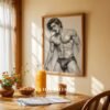 Male Nude Contour Line Art Wall Print Modern Home Decor