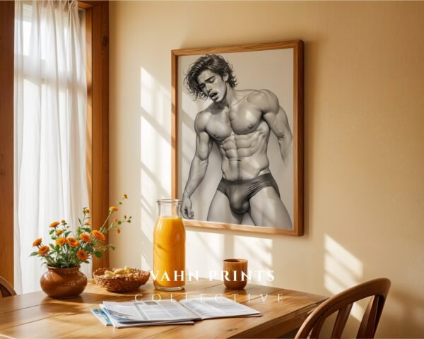 Male Nude Contour Line Art Wall Print Modern Home Decor