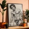Male Nude Contour Line Art Wall Print Modern Home Decor